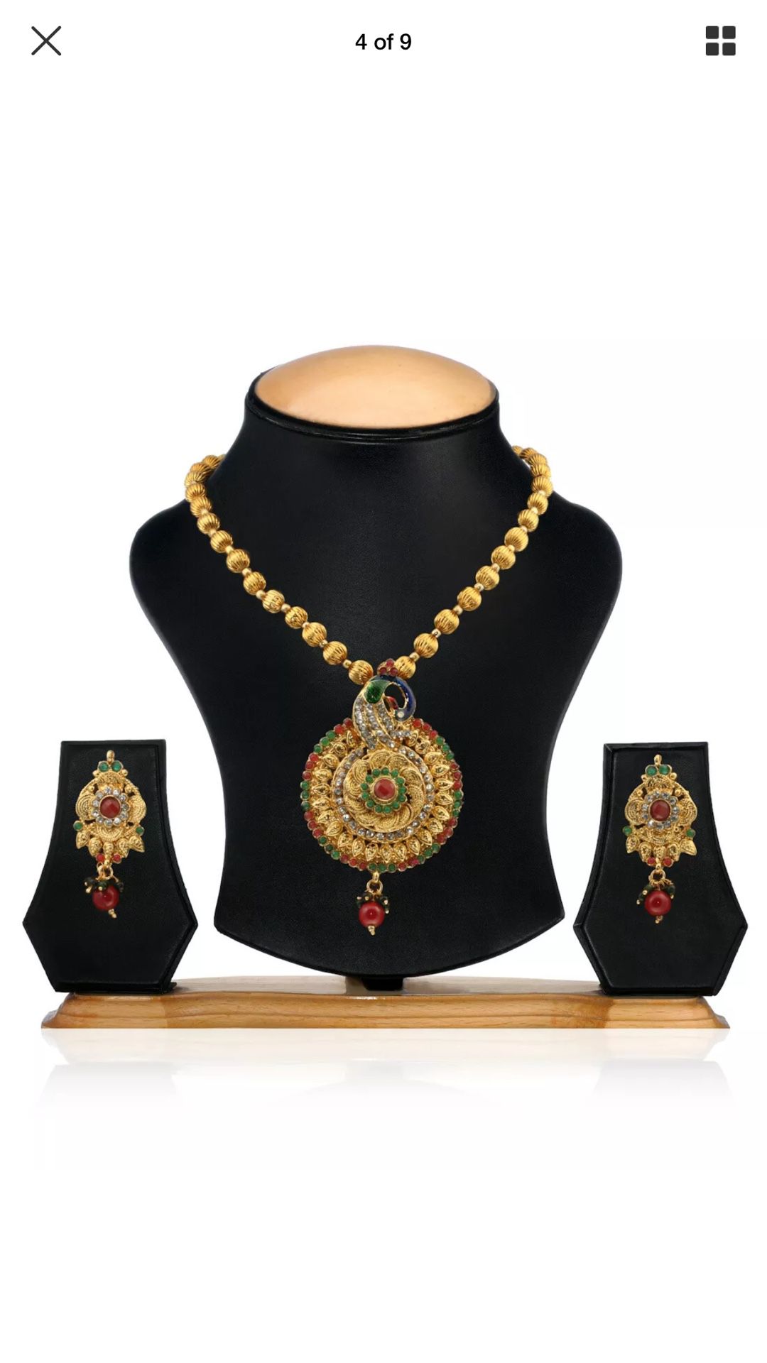 Gold plated jewelry accessory earrings necklace pedant set