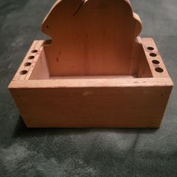 Locally Handmade Vintage Wood Bunny Desk Organizer! 