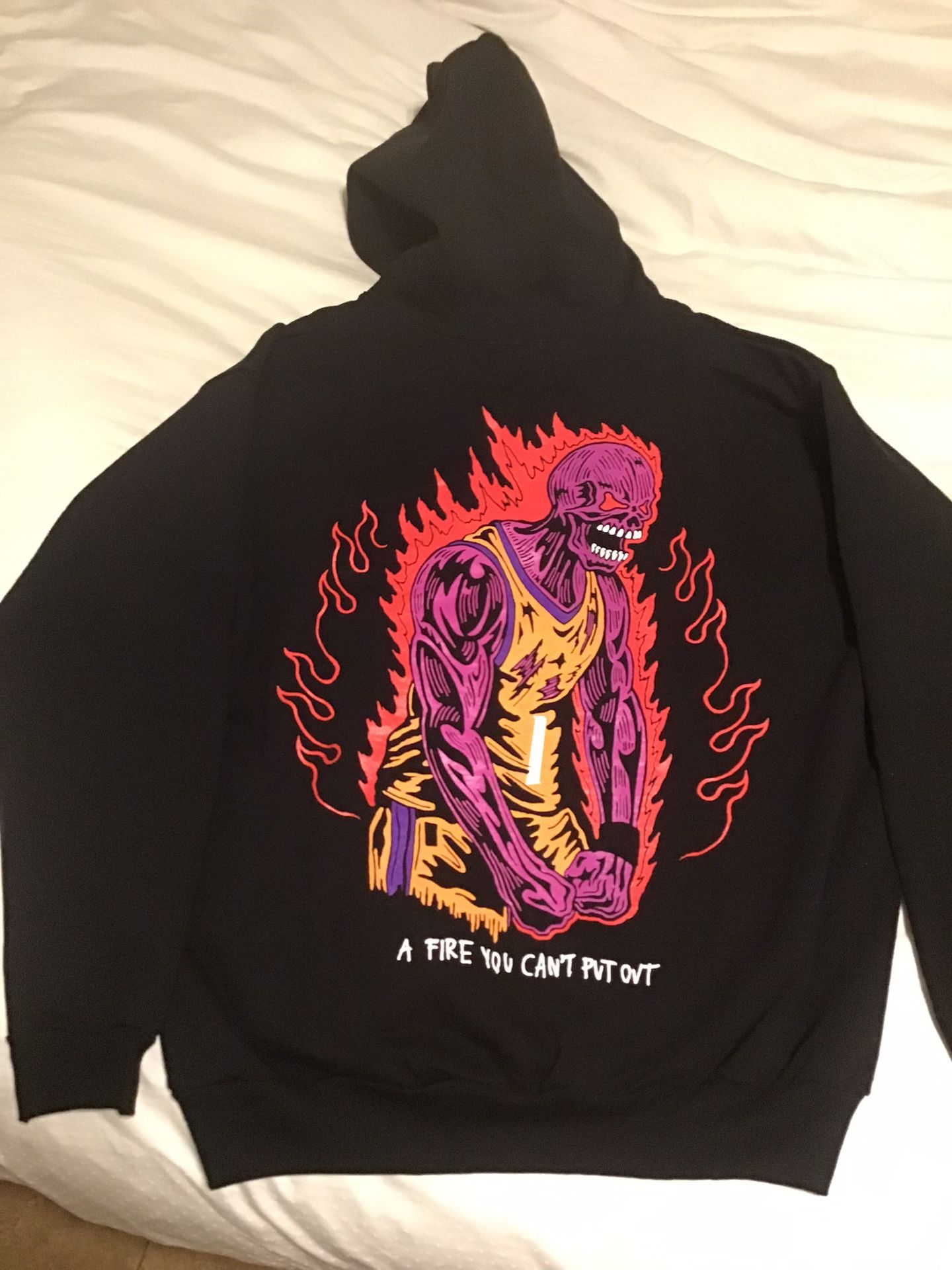 Warren Lotas Devin Booker Purple Skeleton Fire Hoodie Phoenix Suns Size XXL