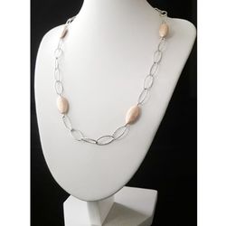 16" 14k Rose Gold over 925 Sterling 4 Station Bead Link Necklace CHARLES GARNIER