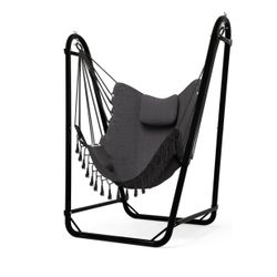 Unique U-Shaped Hammock Chair with Stand,Sturdy & Rust-Resistant,Free Gray Cotton Hammock Chair( W23)