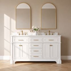 60 in. White Double Sink Vanity