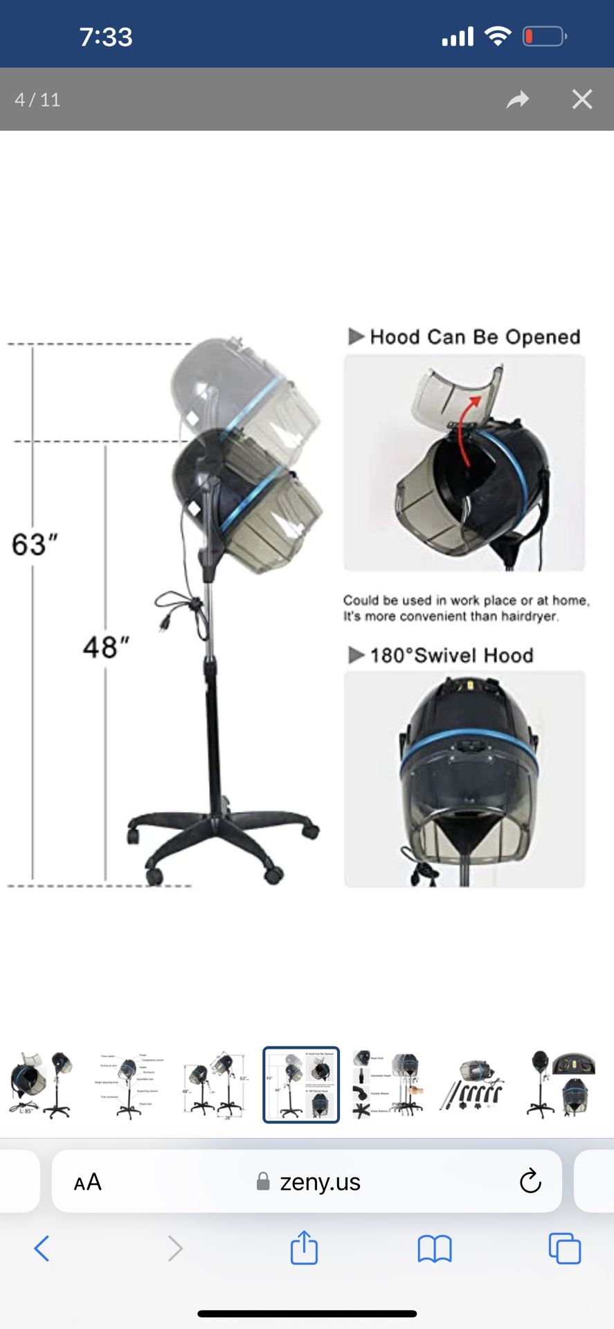 Professional Adjustable Hood Floor Stand Bonnet Hair Dryer, 1300