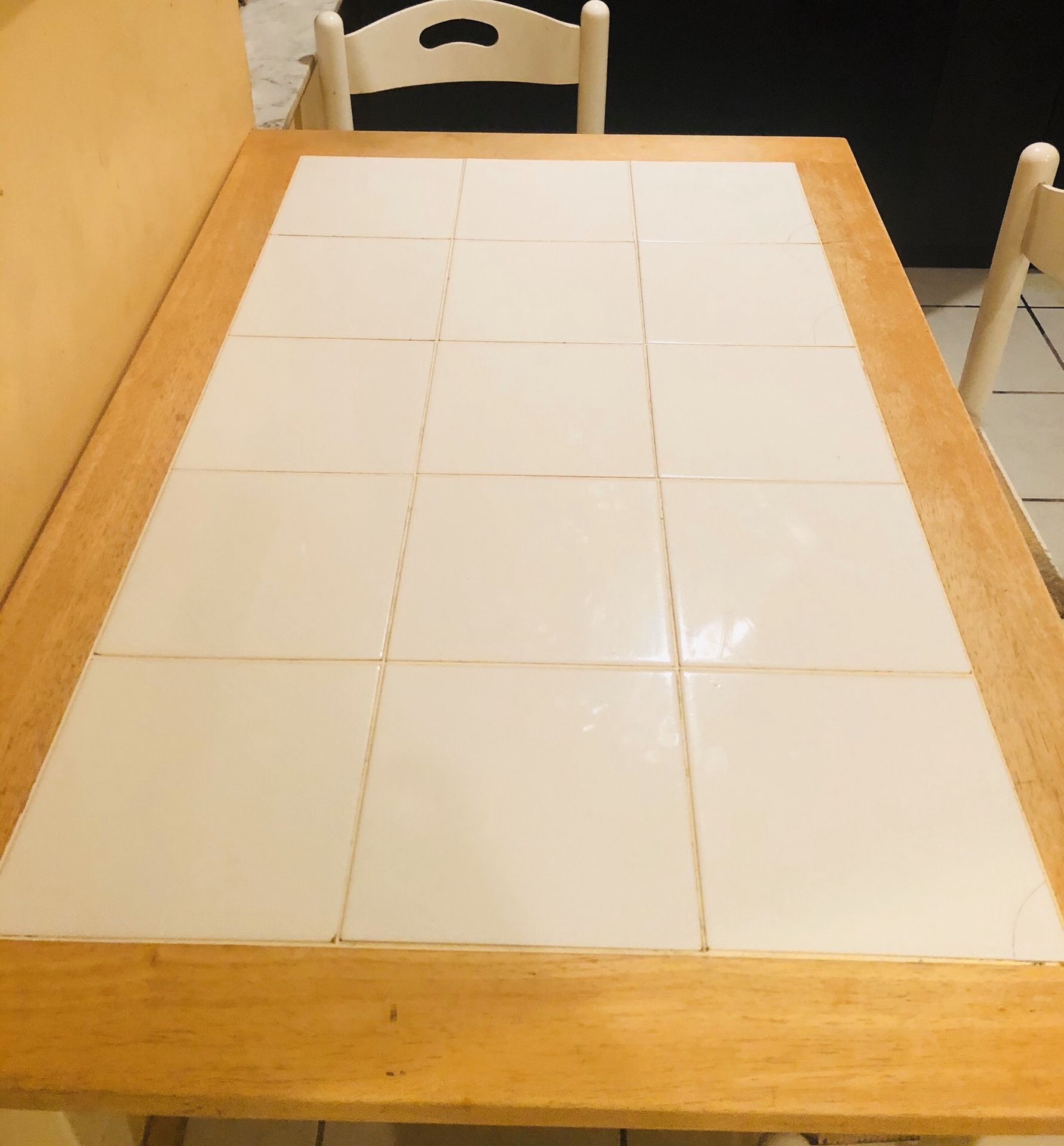 Real wood & ceramic tile kitchen table