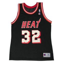 Vintage Champion Miami Heat Harold Miner Jersey Mens Large L 44 NBA Black 32 90s