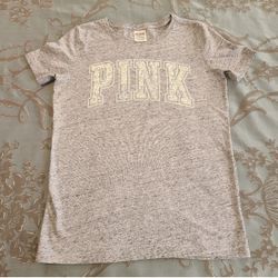 Victoria's Secret PINK Gray Mermaid Bling Short Sleeve Tee Shirt Women Size XS