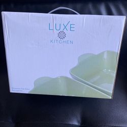 2 luxe kitchen stoneware side baker and loaf pan