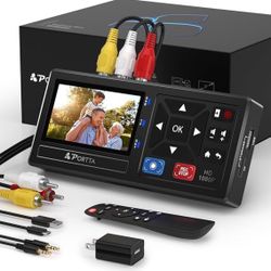 Portta VHS to Digital Converter, Video to Digital Recorder with Remote, Compatible with VHS, VCR, DVR, DVD, Hi8, Mini DV Players, Camcorder, Gaming Co
