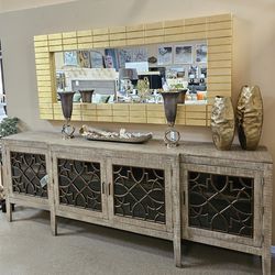 New Solid Wood 107" Super Console Cabinet, Tv Stand, or Accent Sideboard