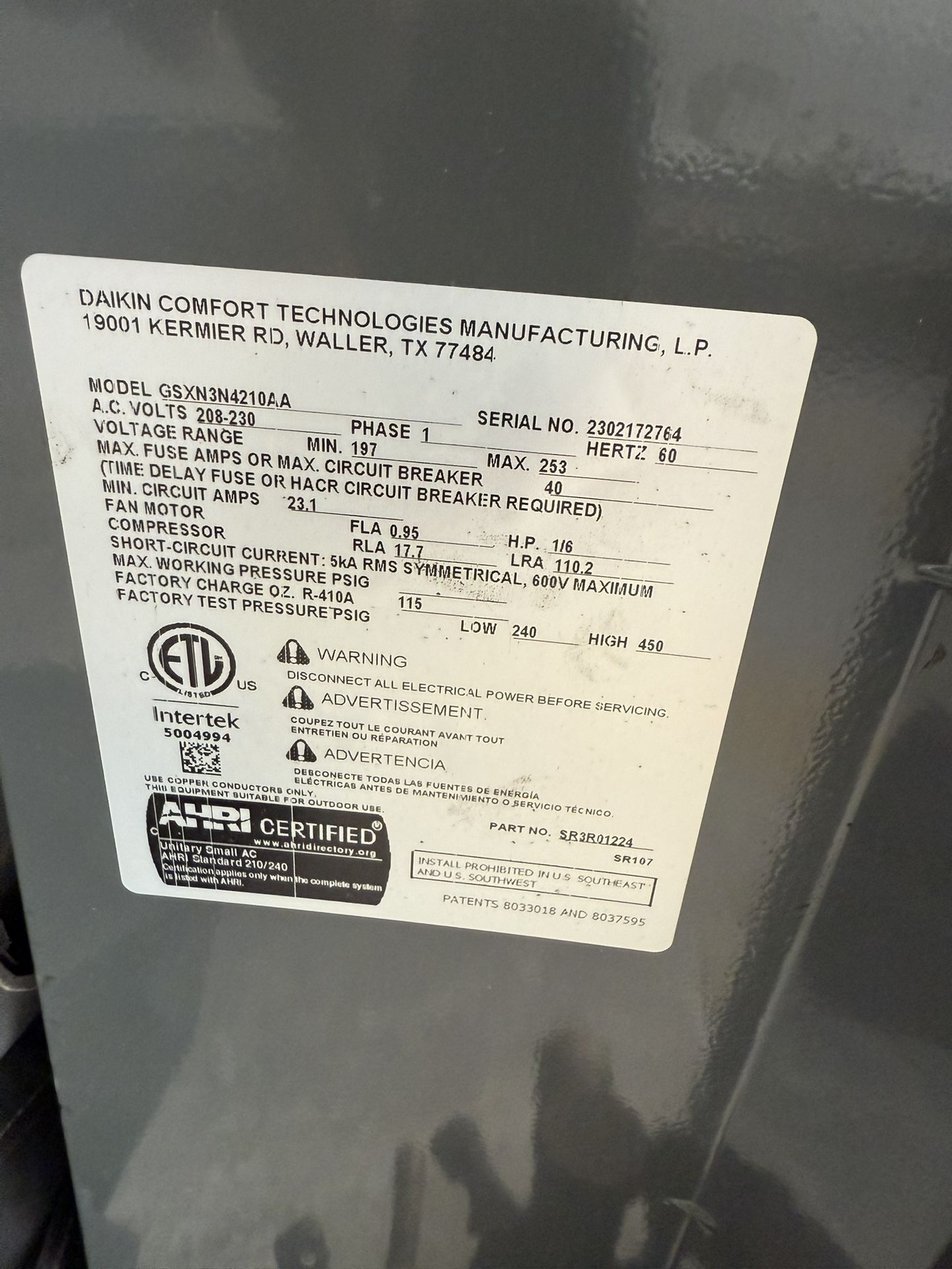 3.5 Ton AC Unit Never Used And Gas Heater