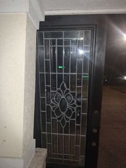 36x96 grand opening cherry wood half beveled glass entry door