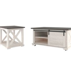 White/Grey Ashley Furniture Coffee Table Set 