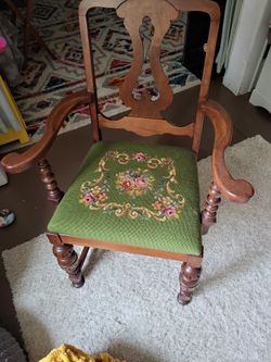 Needlepoint Wood Chair 