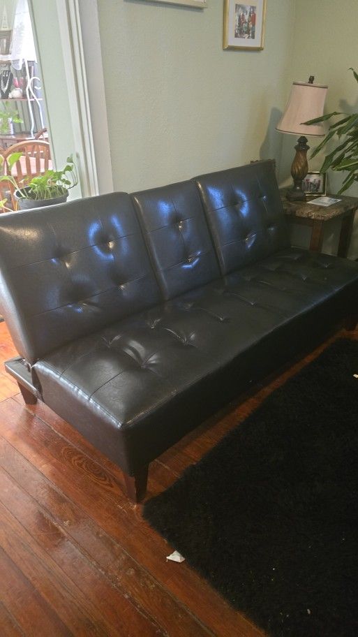 Leather Black Futon