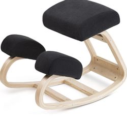 Luxton Ergonomic Kneeling Chair with Extra Padding - Posture Support Comfortable Office Desk Chair - Angled Rocking Stool & Balancing Seat - Natural R