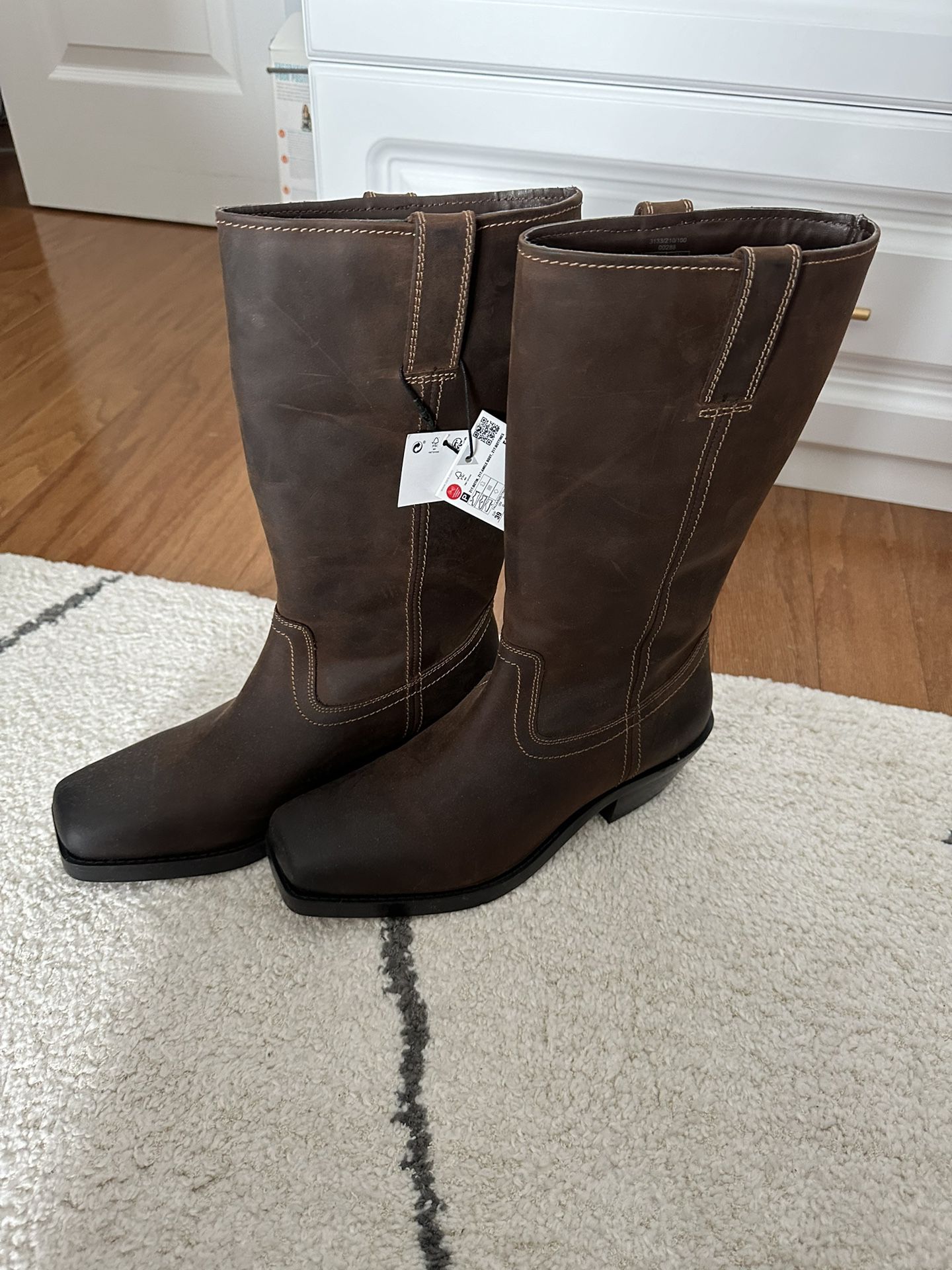 Zara Leather Boots, Size 8