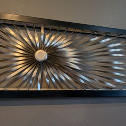 Grayson Lane Metal Sunburst Coiled Ribbon Wall Decor With Black Frame