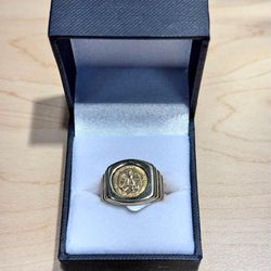 Dos Pesos Gold Ring 22k Coin 10k Ring