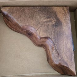 Live Edge Rustic Solid Wood Corner Floating Shelf - Solid Monkey Pod Wood, Heavy Duty Hidden Brackets