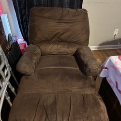 Brown Suede Recliner 