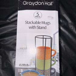 Graydon Hall 5-piece stackable mug set with a stand