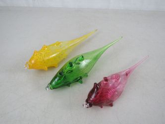Lot Of 3 Paulus Tjiang Hand Blown Art Glass Fish-Made In Canada