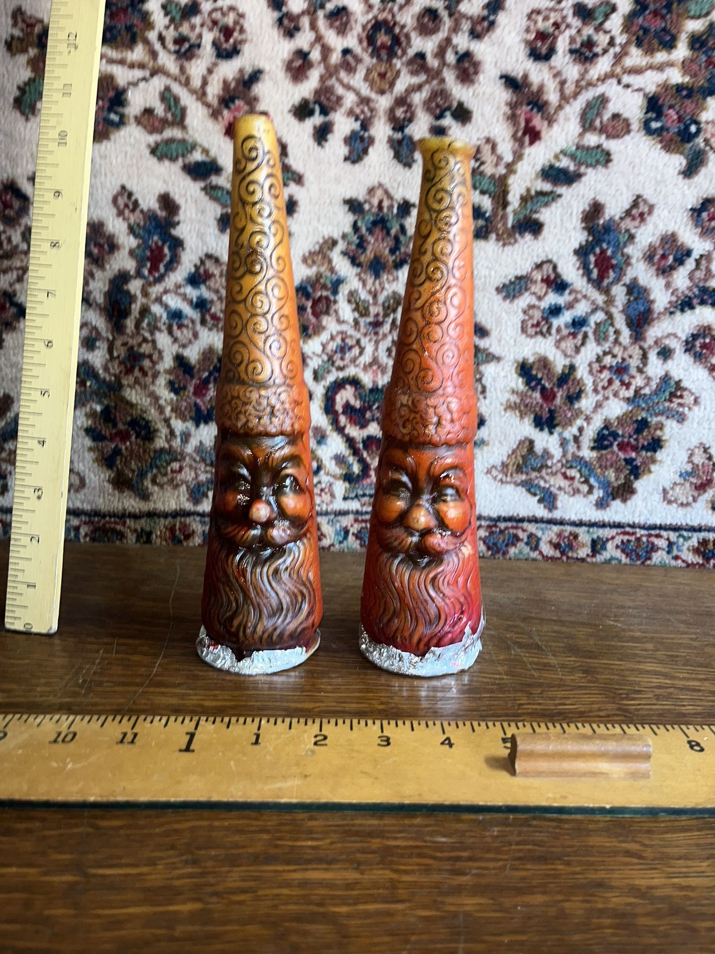 Vintage Gurley Santa Saint Nick Winter Gnome Face Taper Tall Hat Candle Wax