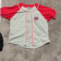 Anaheim Angels Dynasty Xl Button Up Jersey Shirt 