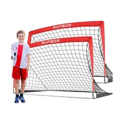 RUNBOW 5x3 ft Portable Kids Soccer Goal for Backyard Small Children Pop Up Soccer Goal Net with Portable Carrying Case