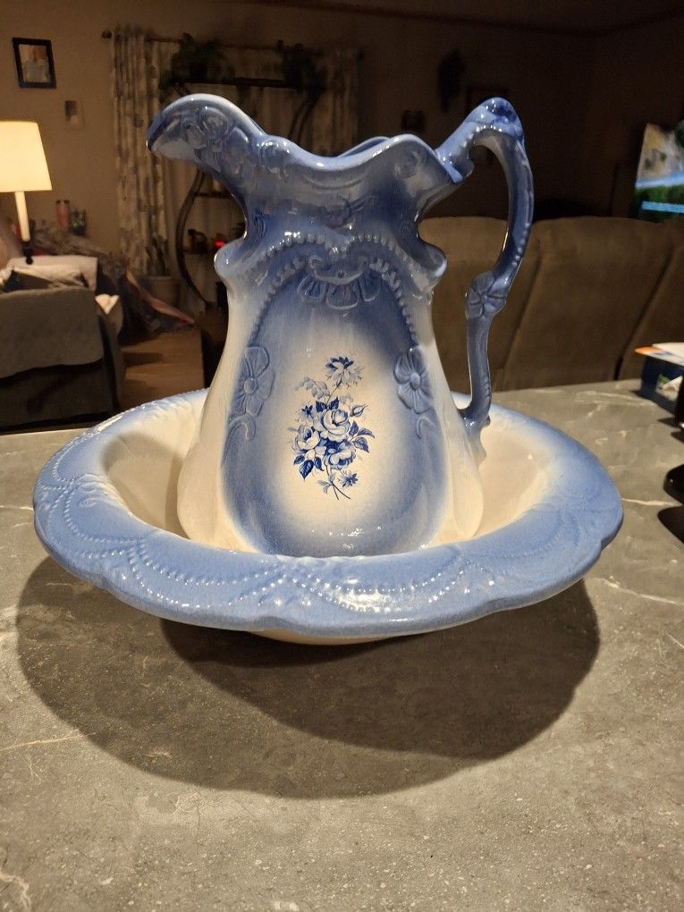 Antique Ironstone Picture And Bowl Set