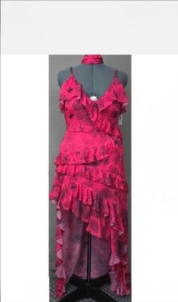 Alice + Olivia Nelia Floral Wrap Maxi Dress Raspberry Ruffle Womens 14