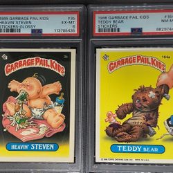 1985 Topps OS1 Garbage Pail Kids Heavin' Steven #3b W/ 1986 Teddy Bear #164a Set