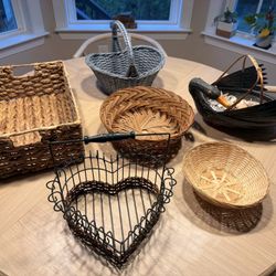 All 8 for $30 Baskets galore! Wicker, rattan, woven organizers