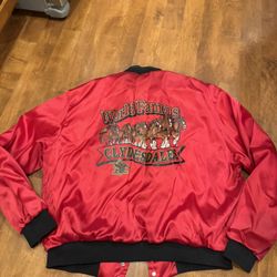 Men’s vintage Budweiser world, famous Clydesdales bumper jacket shipping available