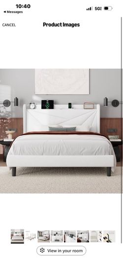 Feonase Queen Size Bed Frame with Charging Station, Velvet Upholstered Platform Bed Frame with Wingback Storage Headboard, Solid Wood Slats Support, N
