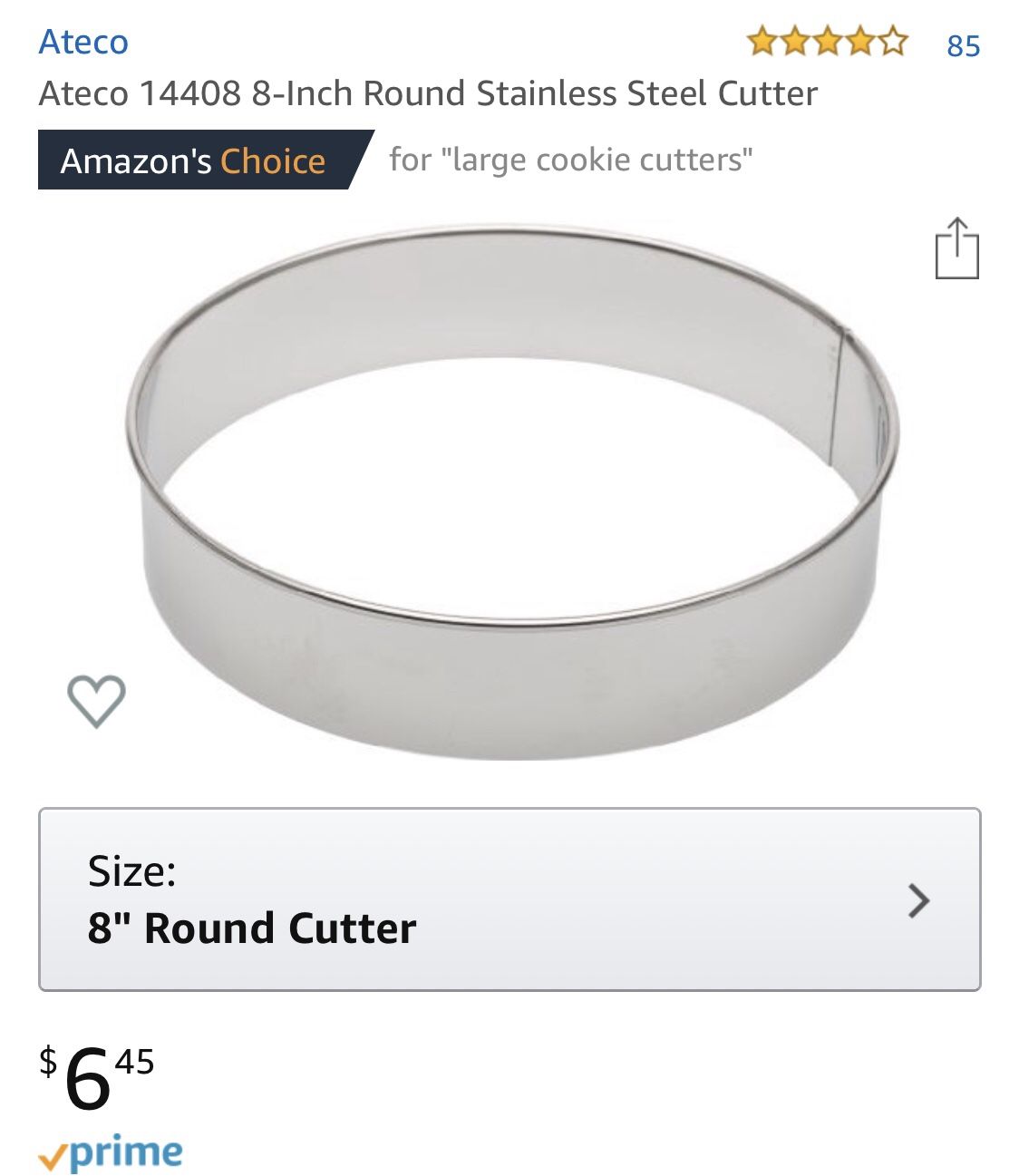 6 inch round stainless steel dough cutter, cutter ring, bakery essential