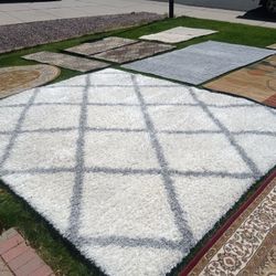 Turkish Gray Cream Colored 8' X 10' Plush Shag Area Carpet Rug