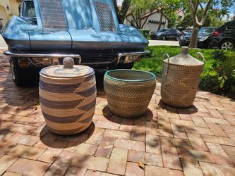 New Threshold Studio McGee Lynwood Checkerboard Woven Cube Ottoman Naturals
