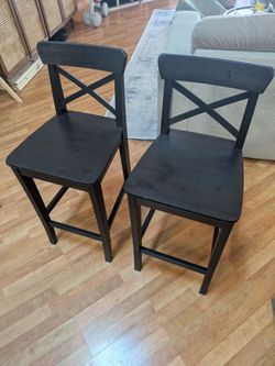 Two Wood Barstools