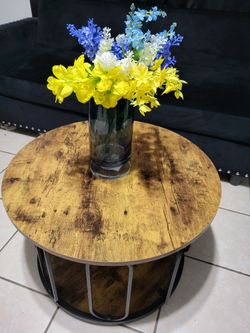 Small Industrial Rustic Round Coffee Table