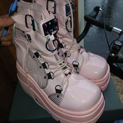 Demonic Pink Punk Boots