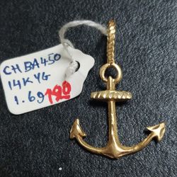 14k Yellow Gold Anchor Pendant