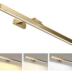 Picture Lights for Wall, Brass Battery Operated Picture Light 24in Art Light CCT Dimmable Recharging Battery Wall Light with Remote Contr=Z12-323