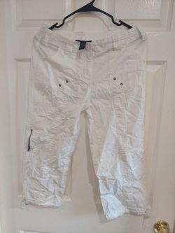 White Cropped Cargo Pants