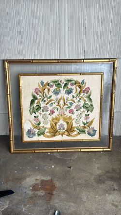 Framed Floral Embroidery Wall Art