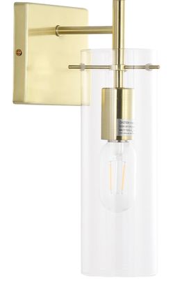 Brass Wall Sconce with Clear Cylinder Shade
