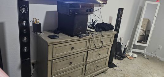Complete Home Theater Sound System (Sony Receiver, Samsung Blu-ray, Boston Subwoofer & Pair of Tower Speakers)