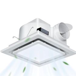 Gopper 12" Ultra Quiet Bathroom Exhaust Fan with LED Light, 10x10 Mount, 