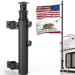RV Flag Pole Holder - Heavy Duty Flag Pole Holder for Outside House, Rv Ladder Flagpole Mount Fits Camper, Compatible with 1.45-2 Inch Flagpoles ( Thi