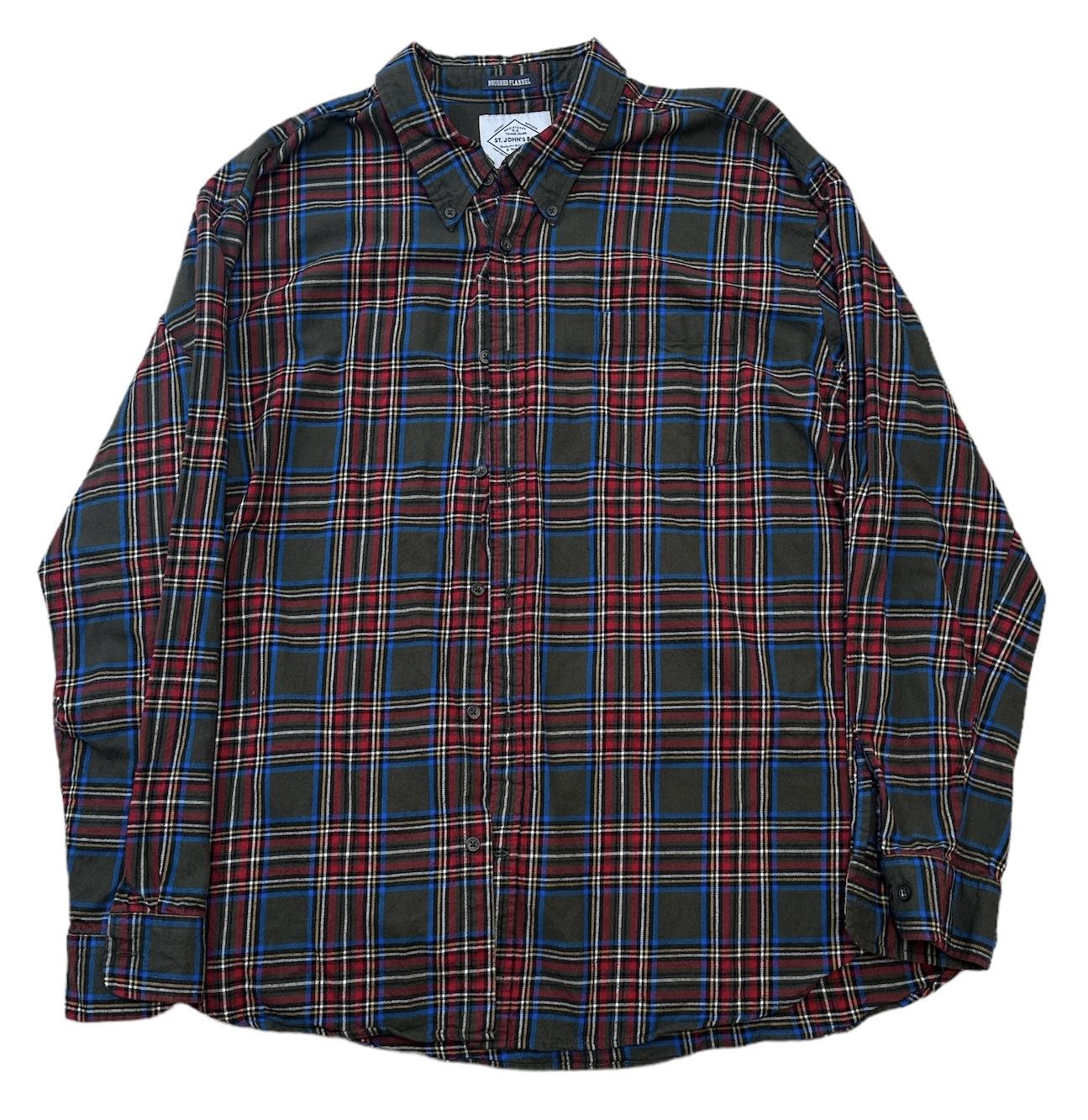 Vintage St. John’s Bay Men’s Red Multi Flannel Button Down Pocket Shirt XXL